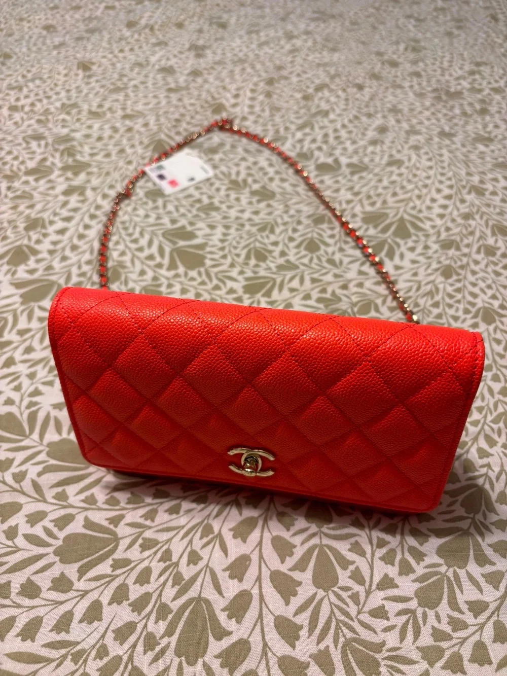 CHANEL Red Quilted Leather Crossbody with Gold Hardware